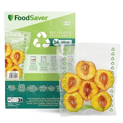 Imagen de Bolsas de envasado Foodsaver FSBE4802X 01, Plástico mixto, 0.97l, 36 bolsas, Aptas para congelar y cocer, Transparente