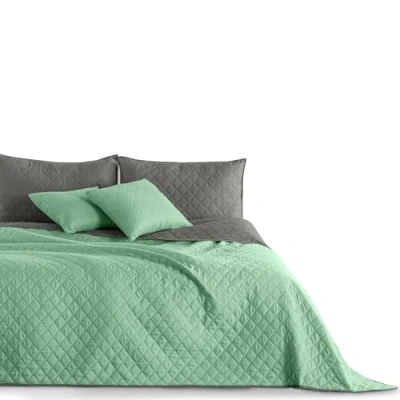 Imagen de DecoKing Menta Acero Gris Colcha Reversible Doble Pespunte Fácil Mint Steel Axel, Poliéster, 170x270 cm
