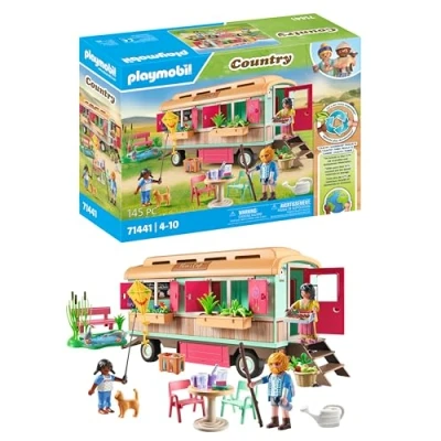 Imagen de PLAYMOBIL Country 71441 Café Tren con huerto, un Equipamiento detallado y Estanque de los Gansos, Juegos rol imaginativos Divertidos, Juguetes para niños a Partir 4 años