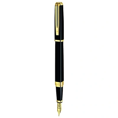 Imagen de Waterman Exception Füllfederhalter (Modell Slim) (schwarz mit Clip aus 23 karätigem Gold, Federstärke F, blaue Tinte, Geschenkbox)