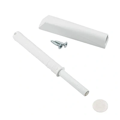 Imagen de Amortiguador de puerta K Push To Open con punta magnética (distancia expulsión: 37 mm) blanco/Adaptador montaje para bisagras sin muelles presión SOTECH