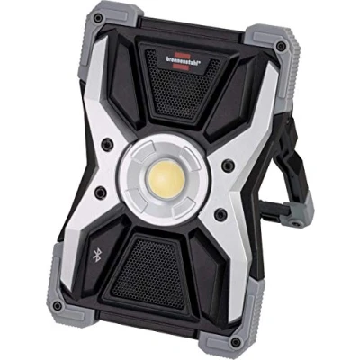 Imagen de Brennenstuhl RUFUS foco LED a batería recargable de 30 W con altavoces Bluetooth (3000 lm, luz trabajo profesional, lámpara portátil, regulable, altavoz obras, carcasa resistente, IP65)