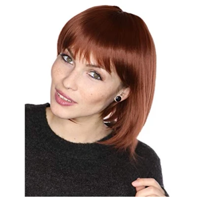 Imagen de Prettyland Mate Natural BoB lisa corto peluca en marrón y negro mezclado volumen completo C1920