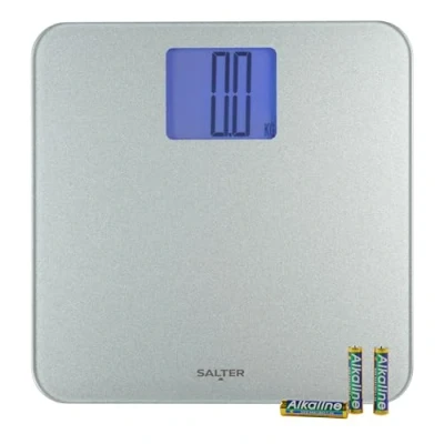 Imagen de Salter 9075 SVGL3R Báscula de baño digitales electrónica, capacidad máxima 250 kg, pantalla LCD extragrande, amplia plataforma balanza, patas especiales, pilas incluidas, gris