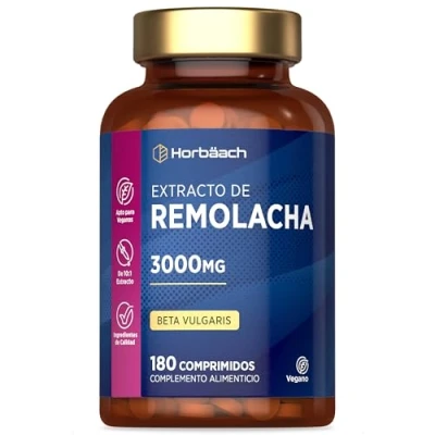 Imagen de Remolacha Suplemento 3000mg Beetroot Extract Supplement Potenciador de óxido nítrico 180 Pastillas Veganas Horbaach