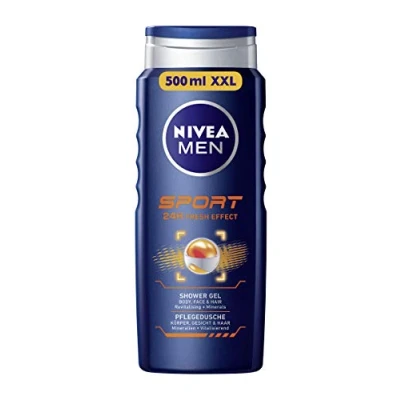 Imagen de Gel de ducha Nivea Men para cuerpo, cara y cabello, botella deportiva, paquete 3 (3 x 500 ml)