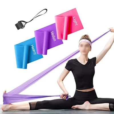 Imagen de ERUW Bandas Elasticas Fitness Set de 3 Resistencias Látex Banda Ejercicios Yoga Pilates Bands para Fisioterapia Rehabilitación, Crossfit, Mujer y Hombre en el Hogar Entrenamiento Fuerza