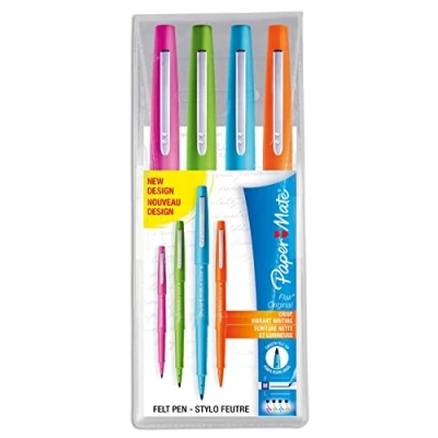 Imagen de Paper Mate Flair rotulador, punta mediana de 1,1 mm, Alegres colores surtidos, estuche 4
