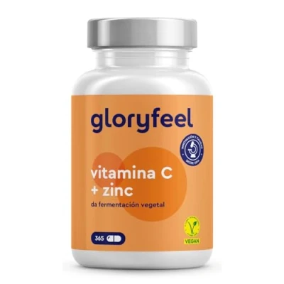 Imagen de Vitamina C + Zinc 365 Cápsulas 1000mg 20mg Apoya el sistema inmunológico y reducen la fatiga Tamponada con Protección gástrica pH neutro 100% vegano