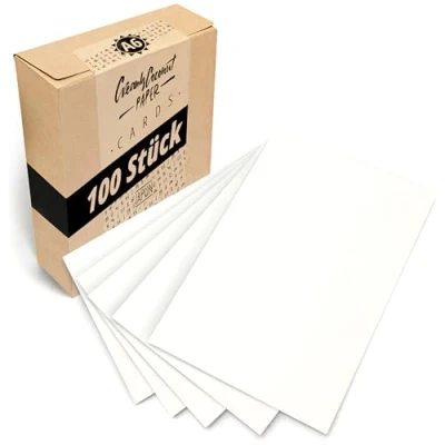 Imagen de Japun tarjetas postales blancas en blanco, juego de papel (100 piezas) para diseñar, escribir o imprimir usted mismo 300 g/m² DIN A6 105 x 148 mm