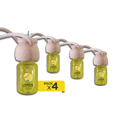 Imagen de Bali fragancias Pack de 4 Ambientadores coche LIMÓN 6 ml 0% alcohol, absorbe el mal olor tu vehículo