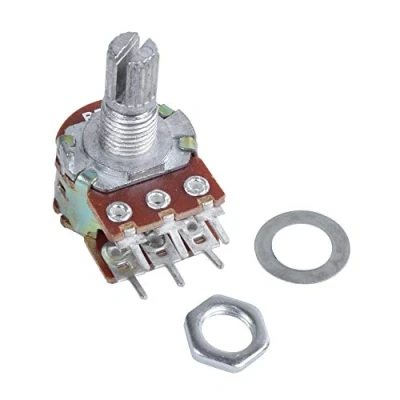 Imagen de 1 metal plateado B50K 50K Ohm Potenciómetro doble 6 3,8 x 2,8 1,7 cm