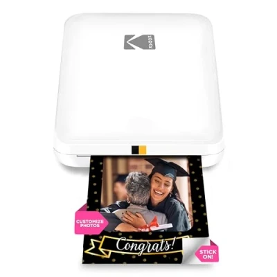Imagen de KODAK Step Slim Impresora de Fotos instantáneas para smartphone Portátil, delgada, inalámbrica en color adhesivas Zink 2x3 Imprime desde iOS y Android vía Bluetooth con app divertida Blanco