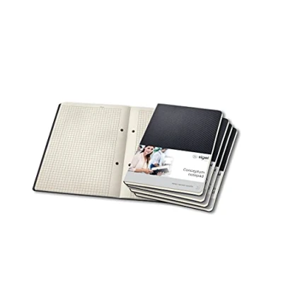 Imagen de SIGEL CO802 Bloc de notas, 14.9 x 21cm, cuadriculado, Hardcover, negro, 5 unidas, Conceptum