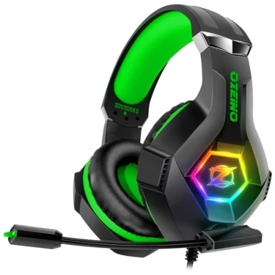 Imagen de Ozeino Cascos Gaming para Ps4 Ps5 PC Xboxone, Auriculares con Micrófono, Bajos Estéreo, Control de Volumen, LED RGB