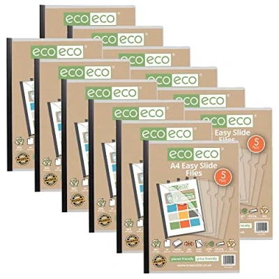 Imagen de eco Eco051 x 12 Bolsa reciclada con 60 archivadores fáciles de deslizar, clip, 50% reciclada, color negro