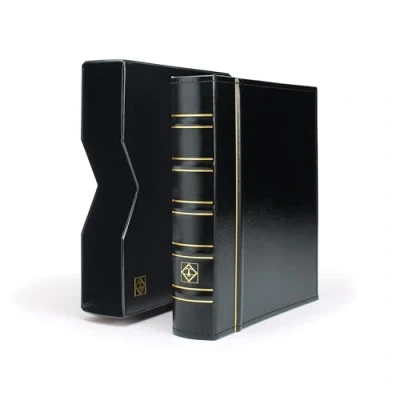 Imagen de Leuchtturm 313506 Álbum para Monedas Optima Classic 10 Fundas de Ø 42, 27, 20, 34mm, 2 Cubiertas, Estuche Protector Negro