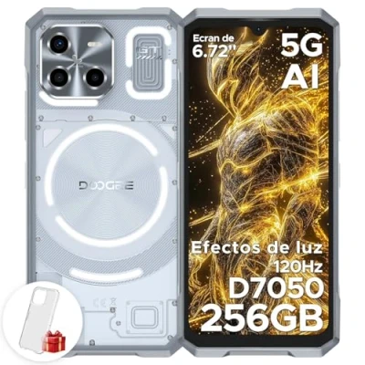 Imagen de DOOGEE Blade GT 2025 Telefono Movil Resistente 5G AI, Efecto De Luz LED 32GB+256GB(2TB) DDR5, 6.72FHD+120Hz Irrompible Android 14 5500mAh 48MP Smartphone 6nm Dimensity 7050 IP6869K/NFC/Huella