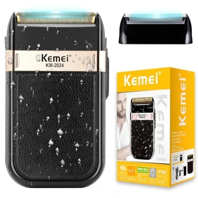 Imagen de Afeitadora de afeitar alternativa impermeable para hombre Eléctrica Inalámbrica Recargable Barba Precisión Sideburn Trimmer Maquinilla Doble Hoja Lavable,USB