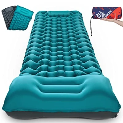 Imagen de Colchoneta autohinchable para acampar dormir: 10 cm de grosor, ligera, cama aire campamento individual y almohadillas dobles conectables colchón inflable compacto acampada