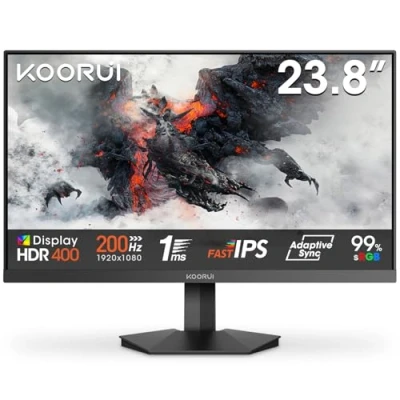 Imagen de KOORUI G2411P Monitor 24 Pulgadas 200Hz, Gaming FHD 1920 x 1080, IPS,MPRT 2ms, HDR400, Adaptive Sync, HDMI 2.0x2, DP 1.4, Inclinación Ajustable, Eye Care, VESA 75x75