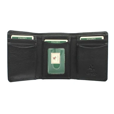 Imagen de VISCONTI Colección Heritage Compton Cartera de Cuero Tri Pliegue HT18 Bloqueo RFID Negro
