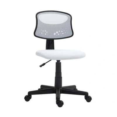 Imagen de HOMCOM Silla de Oficina sin Brazos Escritorio Giratoria con Respaldo Malla Transpirable Altura Ajustable Despacho Carga 120 kg Blanco