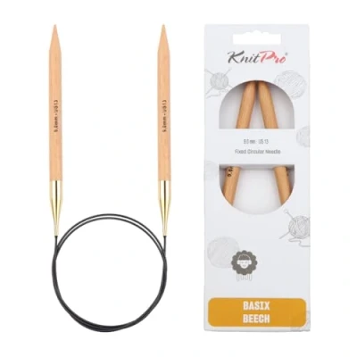 Imagen de Knit Pro Basix Agujas de Tejer Circulares fijas (120 cm x 9 mm), Color Madera Abedul