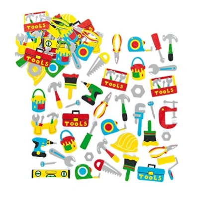 Imagen de Baker Ross Pegatinas de Espuma con Diseños Herramientas (Pack 120) para Decorar Tarjetas, Cuadernos, Manualidades y Collages Infantiles