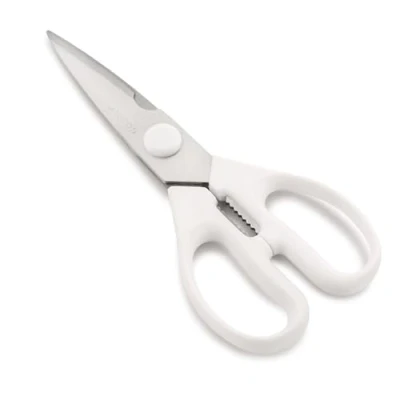 Imagen de Arcos Tijeras de Cocina Desmontables Acero Inoxidable Nitrum. 195 mm 154 gr. Mango ergonómico polioximetileno POM. Borde liso y Elegante. Color Blanco. Serie Prochef