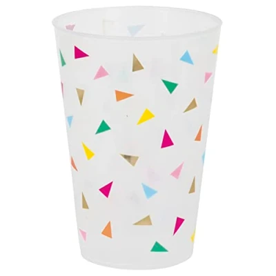 Imagen de Unique Vasos de Plástico Reutilizables con Estampado Papel Aluminio 473 ml Fiesta Cumpleaños Triángulo Brillante 6 Unidades (Paquete 1), Multicolor (26370)