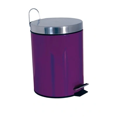 Imagen de MSV 3 L Papelera Metal 3L Lila, Acero Inoxidable, Violeta, 25x17x17 cm