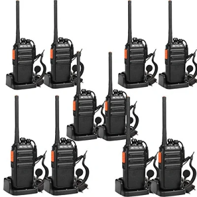 Imagen de Retevis RT24 Walkie Talkie, Walkies Profesionales con Pinganillo, PMR446 sin Licencia 16 Canales CTCSS/DCS, Talkie Recargable Cargador Europeo (Negro,5 Pares)