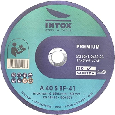 Imagen de INTOX Discos de corte 230mm x 1,9mm 10 piezas Disco flexible batería Inox para acero metálico y inoxidable