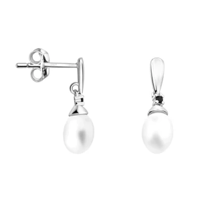 Imagen de SOFIA MILANI Pendientes para Mujeres en Plata de Ley 925 con Circonitas Pendiente Colgante Perla E2983