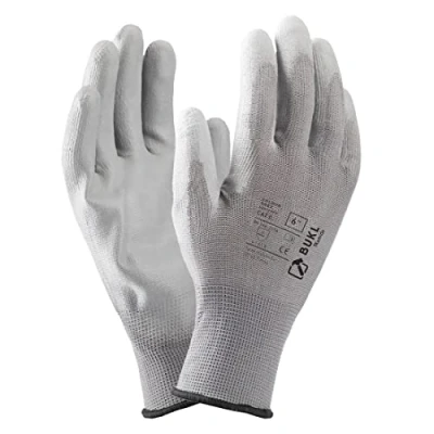 Imagen de 3Kamido Guantes de trabajo BUKL montaje antideslizantes Sin costuras, industria automotriz,servicio automotriz, talla 8(12 pares) Gris