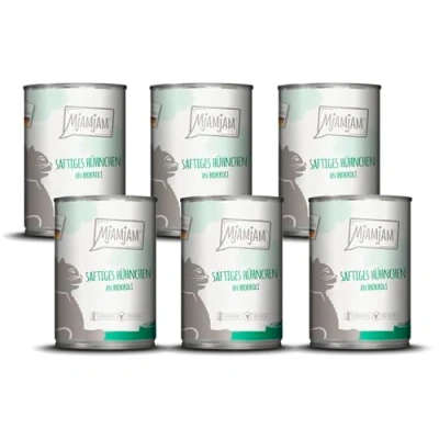 Imagen de MjAMjAM Alimento húmedo Premium para Gatos Pollo jugoso con brócoli, Pack de 6 (6 x 400 g), sin Cereales Extra Carne