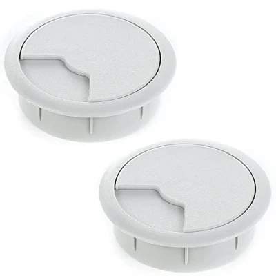 Imagen de sossai® Passacavo con guarnitura per scrivanie, uffici &amp; piani da lavoro Set 2 KDM2 Colore: grigio Diametro: 80 mm Materiale: Plastica (Made in EU)
