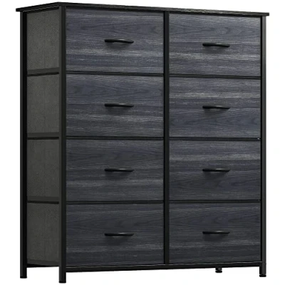 Imagen de YITAHOME Cajonera de Tela,Cómoda Tela,Unidad Almacenamiento Tela,con 8 cajones Extraíbles,con Parte Superior Mader,Cómoda para Sala Estar,Dormitorio, Grano Madera Negra