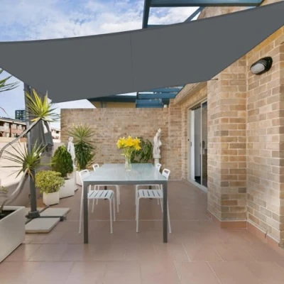 Imagen de HENG FENG Toldo Vela de Sombra Impermeable Rectangular 4x5m Poliéster Protección Rayos UV Resistente para Terraza Patio Exterior Jardín Color Antracita