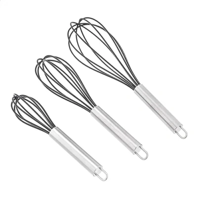 Imagen de Amazon Basics 3 Unidad batidores de acero inoxidable 20,3, 25,4 y 30,5 cm, Negro (Antes éramos AmazonCommercial)