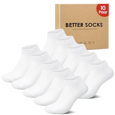 Imagen de IceReco 10 Pares Calcetines Deporte Hombre Tobilleros Mujer Verano Cortos Algodon Deportivos Bajos Invisibles Antiampollas Pinkies Running Finos Ciclismo Trekking 43 46 Blanco