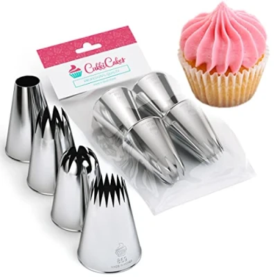 Imagen de CukkiCakes Set de 4 Boquillas Repostería Profesionales XL (849, 869, 829 y 808) para Manga Pastelera Decoración Elaboración Cupcakes, Tartas, Churros, Croquetas, Porras Made in Korea
