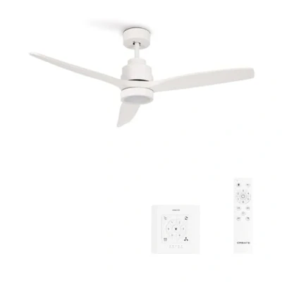 Imagen de CREATE / WINDSTYLANCE DC/Ventilador de techo con luz blanco controlador pared y mando 40W, Silencioso, Ø132 cm, 6 velocidades, temporizador, verano invierno, doble altura, motor DC