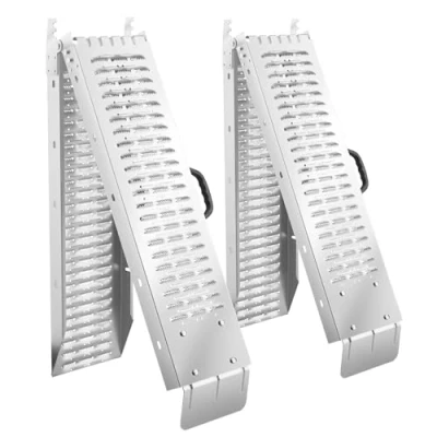 Imagen de tectake® 2X Rampas para Coches Plegable de Acero Galvanizado, Rampa Moto, Bicicleta, Sillas Ruedas, Carga 400kg, con Mecanismo Bloqueo y Asas Ergonómicas, Superficie Antideslizante (166 cm)