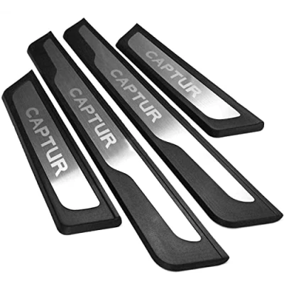 Imagen de EAGLEG 4 Piezas Protector de Umbral Puerta Coche para REN Ault Captur 2015 2019, Ajuste del Pedal Desgaste Placa Protección Accesorios, Acero Inoxidable,Silver