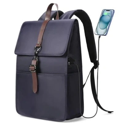 Imagen de HEROIC KNIGHT Mochila Elegante para Hombre y Mujer Ordenador Portátil 15,6 pulgadas Ligera con puerto USB Bolsillo Antirrobo Resistente al Agua Trabajo Universidad (15L Azul)