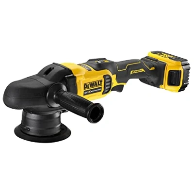 Imagen de DeWalt DCM848P2 QW Pulidora de doble acción XR 18 V 5 Ah Li ion sin escobillas, 2 baterías, color amarillo