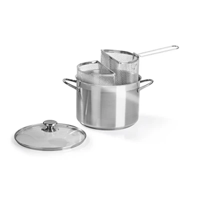 Imagen de Barazzoni Spa 421049524 Spaghettiere Double Basket, ø24cm, 7,25Lt, Acciaio INOX 18/10. Made in Italy, Acero Inoxidable, Gris, 24 cm