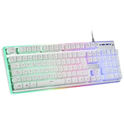 Imagen de Mars Gaming MK220W Blanco, Teclado H Mech, FRGB Rainbow y Halo, Antighosting, Idioma Portugués